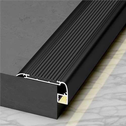 Perfil De Remate De Escalera Con Iluminación LED, 100, 120, 140, 150 Y 170 Cm De Largo, Perfil Metálico Para Escaleras.(5pc Black,L-110cm(43'))