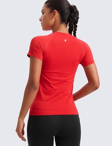 Image of CRZ YOGA Seamless T-Shirt Hip Length | Training, Chafe-Free, Slim Fit, Raglan Sleeves, Mesh Vents, Workout, Short Sleeve Tops for Women