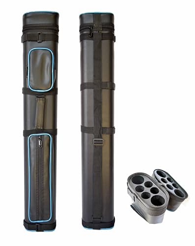 HAN'S DELTA 2x4 Hard Oval Pool Cue Billiard Stick Carrying Case, (Several Colors Available) (Piping Blue)
