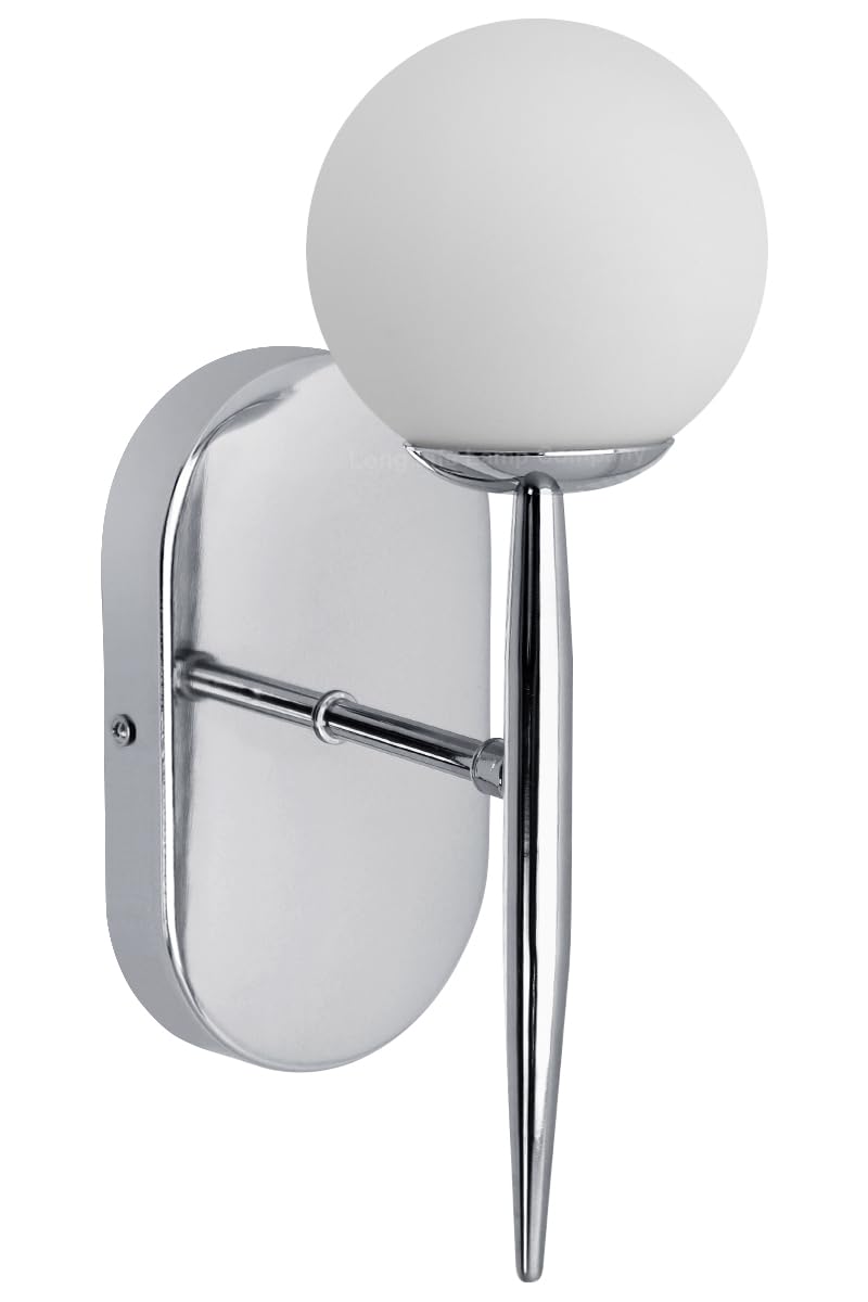 Long Life Lamp Company Chrome Modern Wall Light Frosted Glass Globe Wall Sconce Indoors H3078 With Led Bulb Warm White G9