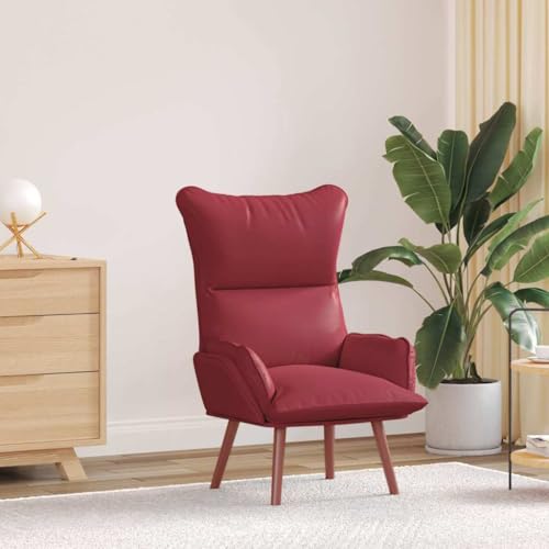 QZZCED Silla Relax Rojo Vino Tinto Sillón Moderno de Cuero Sintético para Sala y Habitación - Cómodo y Estable 69 x 74 x 93 cm Cuero sintético