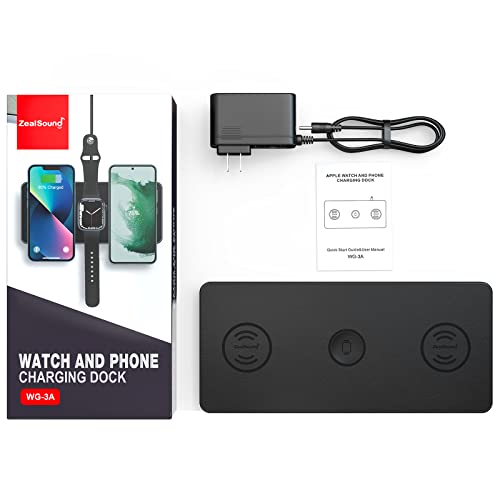 Zealsound Wireless Charger 3 In 1, Wireless Charging Pad 10W Fast Charging Station For Apple Iwatch, Airpod,14/13Pro Max/13/12/11/11 Pro/X/Xr/Xs/8/Samsung Galaxy Phone(24W Dc Power Supply Include) #TOP6