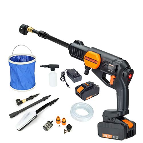 Cordless Pressure Washer, 20V 4Ah Portable Electric Power Cleaner Sets for Washing Cars, Watering Flowers, Cleaning Floors (Accessories Kit & Battery & Charger Included)