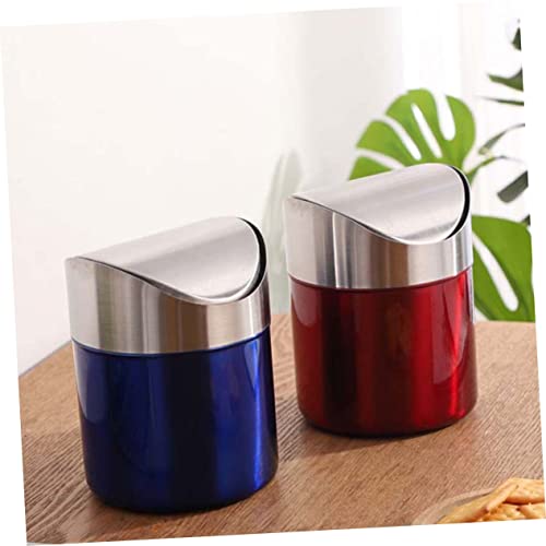 Papelera compacta de acero inoxidable para escritorio miniatura 5
