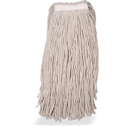 Image of SPARTA Flo-Pac Cotton Mop Head, Cut-End, Narrow Band with White Band for Organized Cleaning, 40 Inches, Tan