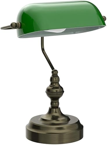 Miniatura 4 de Lámpara de escritorio de cristal verde, lámpara de escritorio vintage con control táctil, lámpara de mesa regulable de 3 vías con puerto de carga