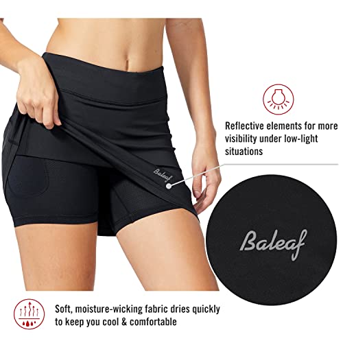 Baleaf Women's Tennis Skirts Golf Skorts Lightweight Athletic Skirts With Shorts Pockets Running Workout Sports Black Size M #TOP2