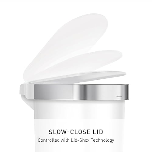 Miniatura 5 de simplehuman 40 Liter / 10.6 Gallon Slim Kitchen Step Trash Can with Liner Rim, 40L, White Negro,Gris,Blanco