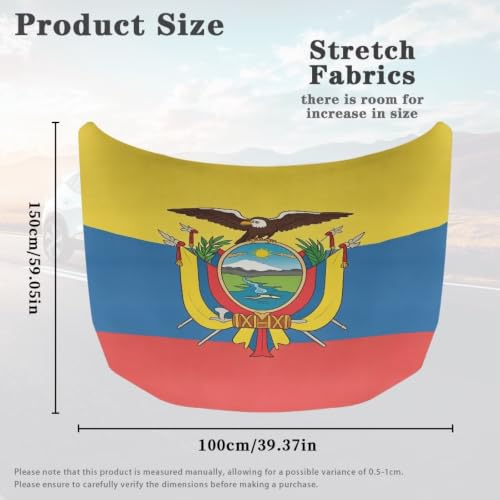 Image of Ecuador Independence Day Car Hood Cover Ecuador Flag Car Hood Protector Waterproof Universal Automotive Exterior Accessories Patriotic Decorations for Compact Vehicles Sedans Trucks SUVs