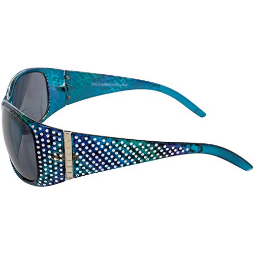 Global Vision Galaxy Womens Bifocal Fashion Motorcycle Sunglasses Chrome Rhinestone Look Blue Frames Smoke Lenses 2.5 Magnification3