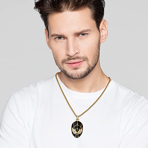 Marvel Mens Spiderman Cubic Zirconia Pendant Necklace, Gold Plated Sterling Silver, 24" Box Chain #TOP1