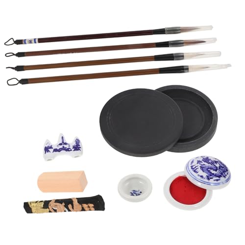 ERINGOGO 1Set Chinese Calligraphy for Beginners Ink Brush and Ink Stone Kit for Students Artists and Calligraphy Practice Durable Materials and Portable Design