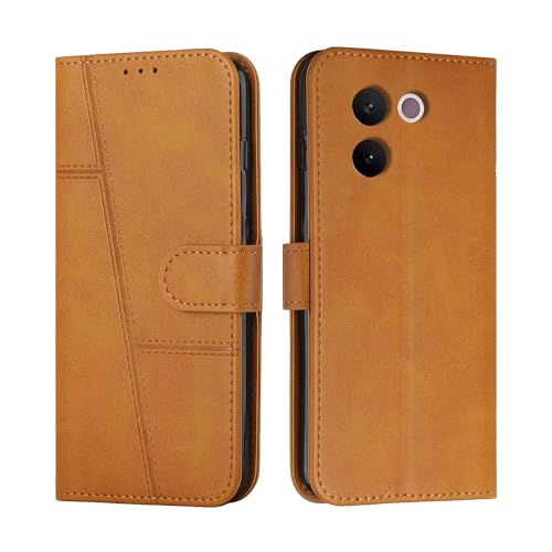 Image of for Vivo V30e 5G Flip Cover Leather Finish | Inside TPU with Card Pockets | Wallet Stand | Complete Protection Flip Case