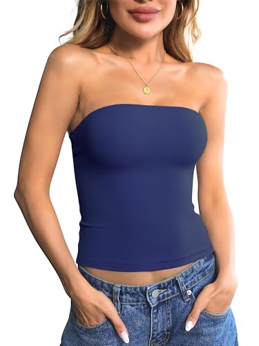 Image of Ibeauti Womens Tube Top Strapless Crop Tops Double Lined Sexy Y2K Going Out Off Shoulder Summer Top