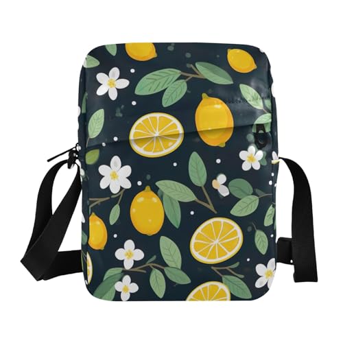 Crossbody Bag Lemon Flower Summer Messenger Bag for Women Men Purse Shoulder Bag Satchel Bag with Adjustable Strap 214A9421