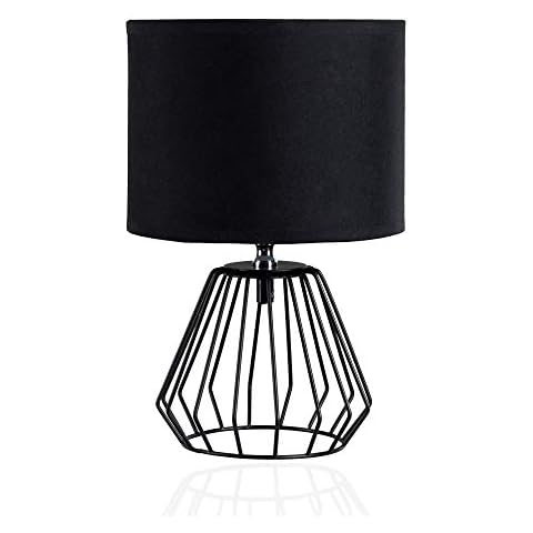 Pauleen 48016 Shiny Diamond Tischleuchte max. 20W Tischlampe für E27 Lampen Nachttischlampe Schwarz 230V Metall/Stoff ohne Leuchtmittel Cover