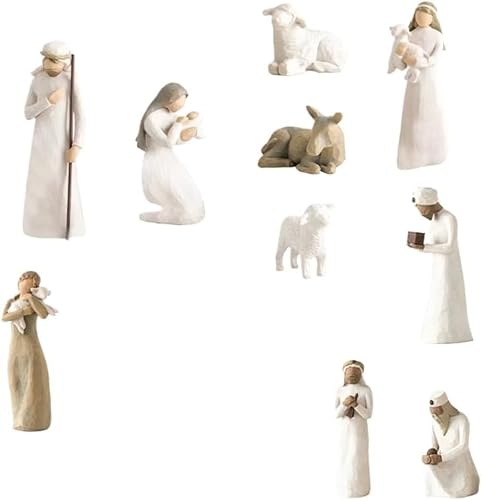 Generisch Set Presepe 3/6/10 Pezzi Figure Resina Nascita Belen Natale Sacra Famiglia Decorazione C