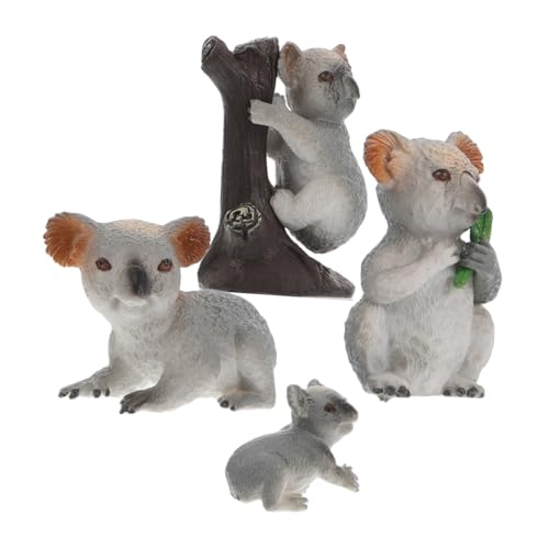 BCOATH 4 pezzi Miniature Koala Famiglia Modelli Animali Realistici per Figure Artigianali Dettagliate per Decorazioni Torte e Feste Sicure per Gioco e Ornaments Giardino