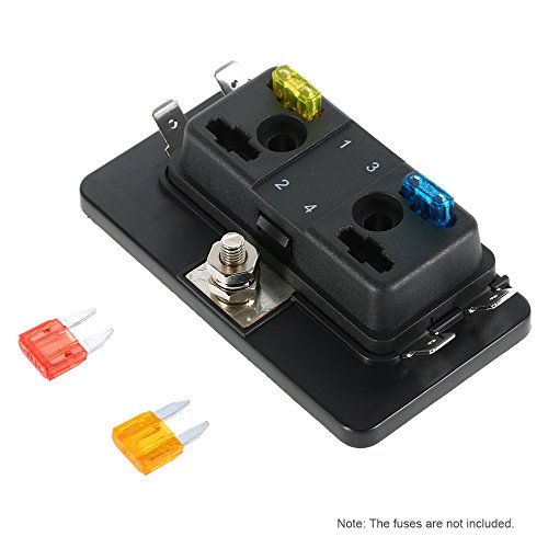 Sangmei Suporte de caixa de fusíveis de mini lâmina de 4 vias APM ATM 5A 10A 25A para barco a motor