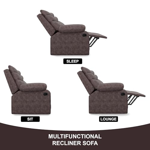 Image of Amazon Brand - Solimo Lotus Single Seater | Premium Fabric | Manual Recliner | Brown