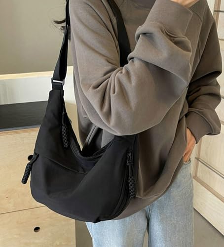 Hobo Bag for Women Men Crescent Shoulder Bag Retro Nylon Canvas Crossbody Bag Slouchy Corduroy Dumpling Bag Purse2