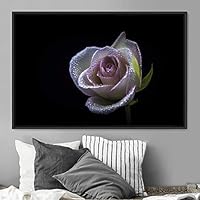 Framed Canvas Wall Art Rose Bohemian Dark Dramatic Floral Multicolor Petal Photography Portrait - 16x24 inches
