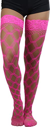 Image of ToBeInStyle Women's Multi-Strand Large Diamond Fence Net Thigh High Stockings