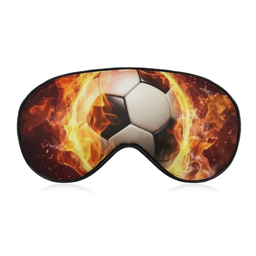 Feuer-Fußball-Augenmaske, seitliche Schlafmaske, leichte Augenbinde, Schlafmaske, Nasenpolster und elastisches Band für Kinder, Damen und Herren