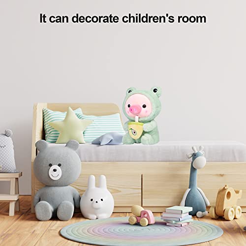 Redaica Stuffed Animal（Frog Hoodie） 9.8In Pig Plush Pillow Reversible Soft Green Cartoon Stuffed Doll Pigs Drink Boba Tea Plush Toy Gifts For Boy Girl #TOP5