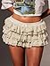 Women's Y2K Lace Ruffer Shorts Sexy Boyshorts Layered Pumpkin Skirt Cute Sweet Pettipants Apricot