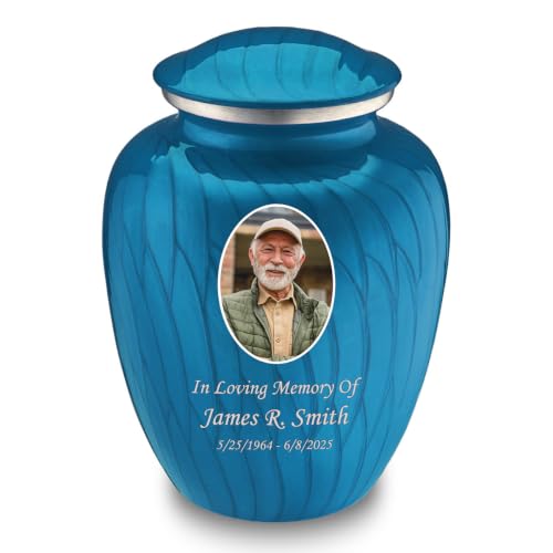 Image of Geturns - Adult Cremation Urns for Human Ashes I Large Photo Funeral Urn for Men and Women I 200 lbs (Pearl Racing Blue)