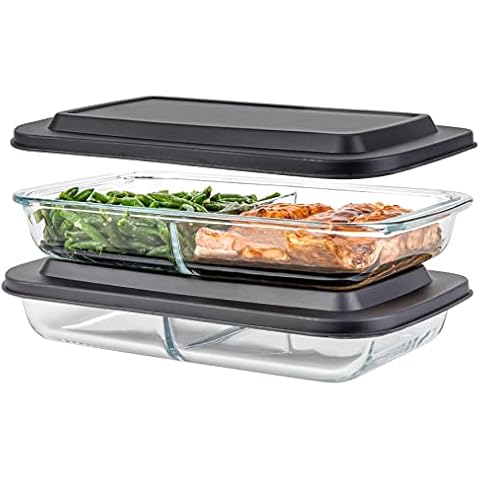 Backformen-Set, 2 Stück, geteilt, rechteckig, Backformen-Set, Ofen auf Tisch, klares Glas Cover