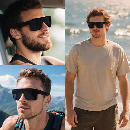 WISTON XL Z87 Sunglasses for Men Women UV400 Protection,TR90 Frame Large Fit Rectangle Safety Shades for Big Heads Z82432