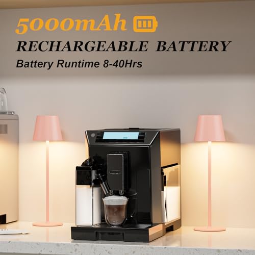 Image of Kakanuo Cordless Table Lamp Rechargeable Pink - KK 2 Pack 5000mAH Battery Operated Lamp for Counter, 3 Color Stepless Dimming Wireless Lamp for Dining Kitchen, Outdoor Patio, Touch Control