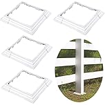 6 x 6 Inches Vinyl Post Sleeve Adjustable Vinyl Post Skirt White Base Porch Column Wraps for 3 to 6.5 Inch Wood Stair Rails(White,4 Pack)