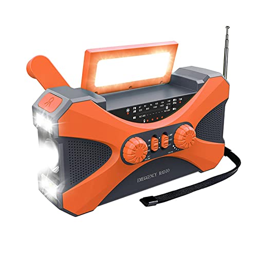 Radio meteorológica de emergencia 10000 mAh Radios de manivela solar Aparatos de camping Equipo de supervivencia Banco de energía portátil con lámpara de lectura, linterna LED, alarma SOS Cover