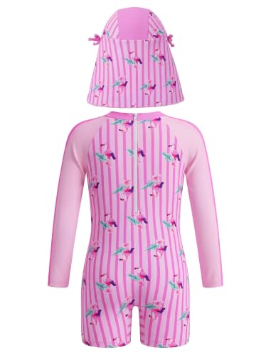 Image of ODASDO Infant Baby Girls Long Sleeve One Piece Rash Guard Swimsuit 3-24M | UPF 50+ Sun Protection | Back Zipper | Quick Drying | Full Head Neck Body Coverage | For Beach Vacation and Pool Party