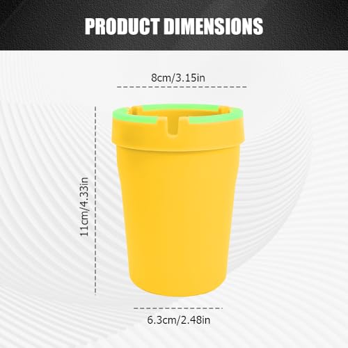 Image of Glow in The Dark Ashtray, Car Ashtray, Cigarette Self-Extinguishing Car Cup Holder Ashtrays with Lid, Universal Portable Mini Vehicle Cigarette Trash Can Auto Accessories for Cars (Yellow)