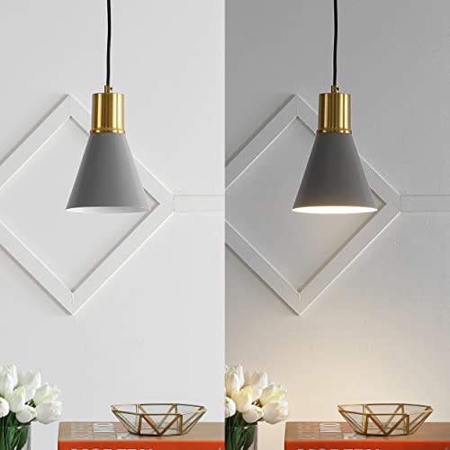 Image of JONATHAN Y Apollo Mid-Century 1-Light Pendant 6 inch, Gray /Brass Gold
