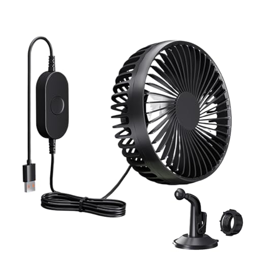 Wisylizv Ventilador de coche | Ventilador eléctrico de 3 velocidades para coche | Soplador ajustable, silencioso y potente circulación de aire para vehículos, camiones, caravanas, hogar, días