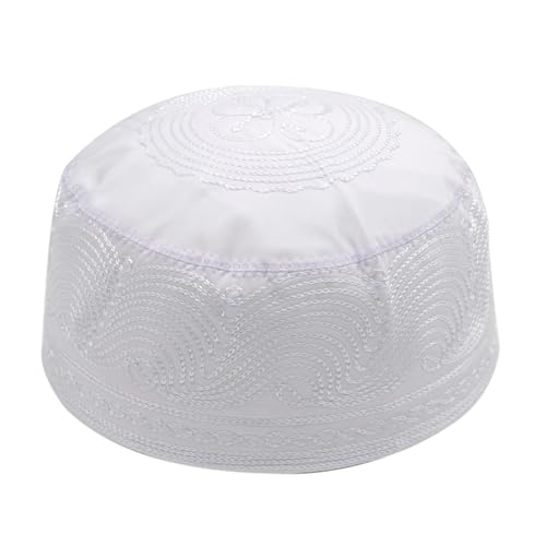 Kids & Toddler White Embroidered Cotton Kufi Muslim Kufi Takke Peci Kofia Hat 3XS- 19.5" (50cm)4