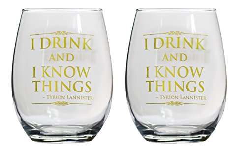Game of Thrones Collectible Wine Glass Set (I Drink & I Know Things)