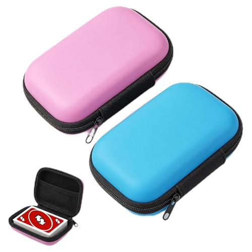Eirian 2 Pcs Waterproof Playing Card Case Portable Card Holder for UNO and Standard Cards Travel Camping and Outdoor Gaming (Blue/Pink)