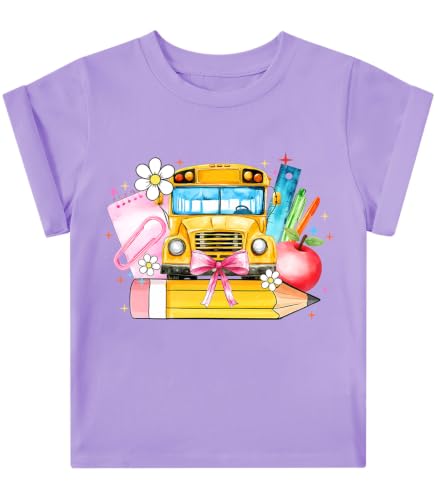 Image of Girls' School Days Short Sleeve Shirts Graphic T-Shirts Size 5-8