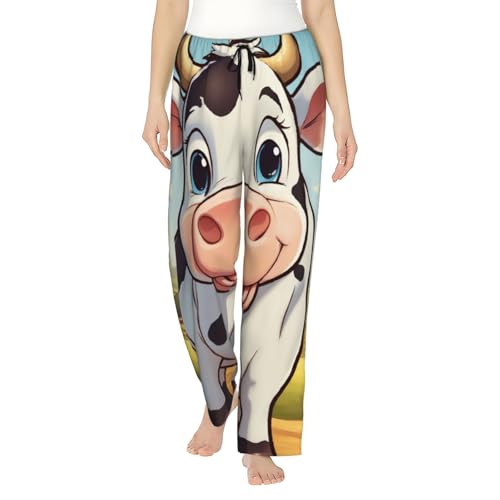 Pantalon de pyjama vache femme en polyester doux pour ne plus avoir froid le soir