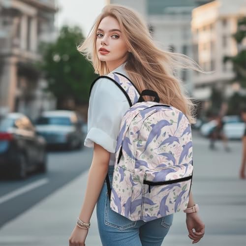 Dolphin Flower Cute Backpack For Unisex Kids Sea Animal 17 Inch Elementary School Backpack Rucksack Daypack4
