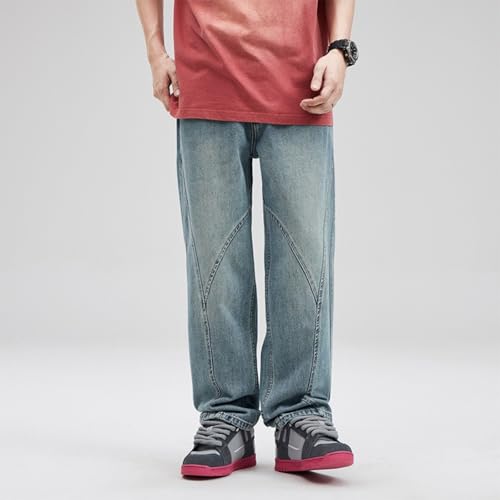Jeans Pants Trousers Denim Vintage Style Cool and Versatile Washed Street Wear High-end Straight Leg for Men2