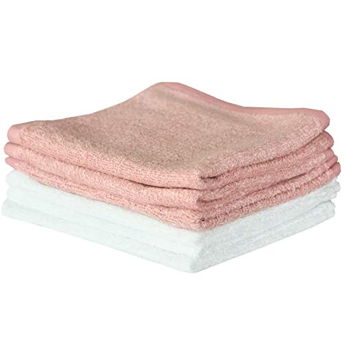 Image of Copper Pearl 6 Ultra Soft Baby Bath Washcloths Premium Large Soft Darling (Pink /White) 11 inch x 11 inch Towels