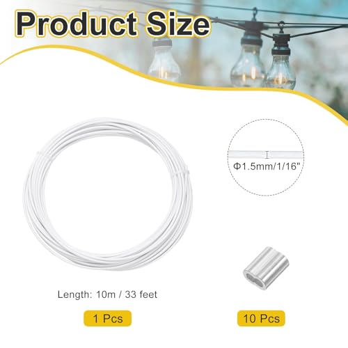 Câble en acier inoxydable blanc étanche pour corde à linge et suspension lumineuse - 2