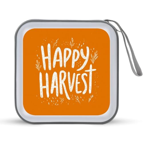 DuduYH HAPPY HARVEST on Orange CD Case DVD Storage Case Portable for Car Home Travel